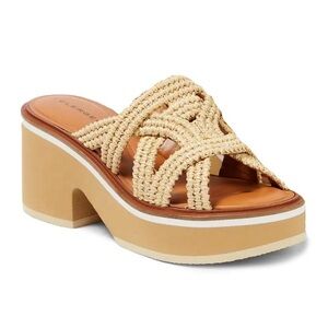 Clergerie Chermy Slip On Platform Sandals in Natural Raffia - NWT